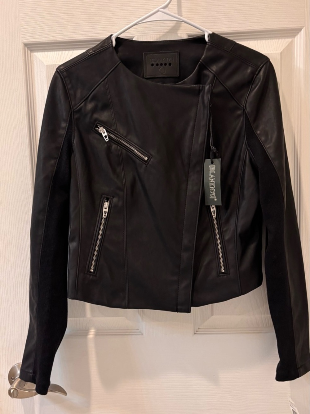 Blank NYC Black Leather Asymmetrical Moto Jacket
